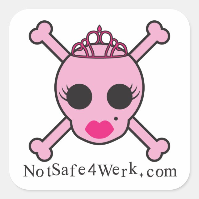 NotSafe4Werk.com Pink Skull Stickers (Front)