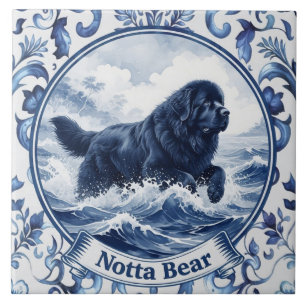 Notta Bear Delft Blue Newfoundland Ceramic Tile