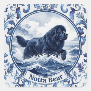 Notta Bear Delft Blue Newfoundland Square Sticker