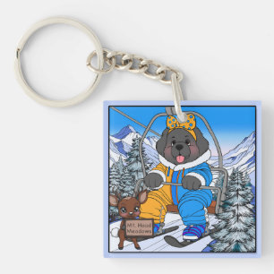 Notta Bear Mt. Hood Meadows Newfoundland Ski Lift Key Ring
