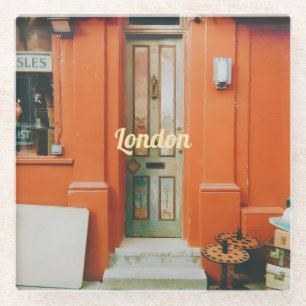 Notting Hill Doorstep, London, UK Bottle Opener Glass Coaster