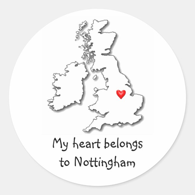 Nottingham my heart belongs classic round sticker (Front)