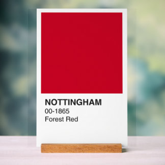 Nottingham Red Forest - White Background Acrylic Sign