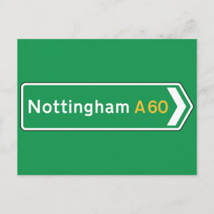 Nottingham, UK Road Sign Postcard