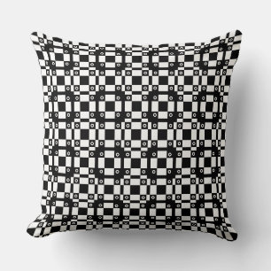 Noughts And Squares Black White Cushion