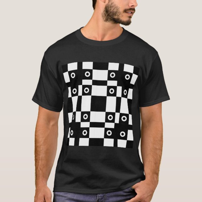 Noughts And Squares Black White T-Shirt (Front)