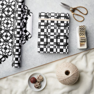 Noughts And Squares Black White Wrapping Paper