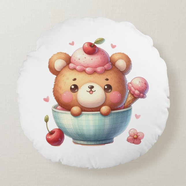 nounours glace coussin  round cushion (Front)