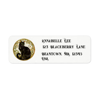 Nouveau Black Cat Label Return Address Label