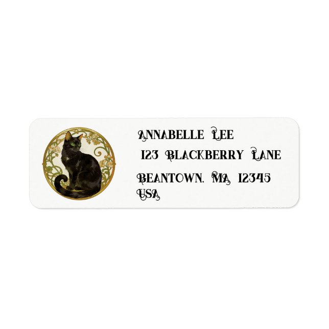 Nouveau Black Cat Label Return Address Label (Front)