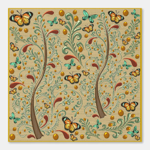 Nouveau Butterflies and Orange Trees Wallpaper