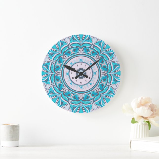 Nouveau Floral Mandala  Large Clock (Home)