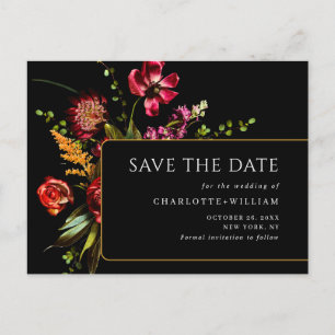 Nouveau Flowers Wedding Save the Date QR Code Postcard