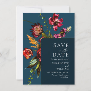 Nouveau Garden Flowers Wedding QR code Save The Date