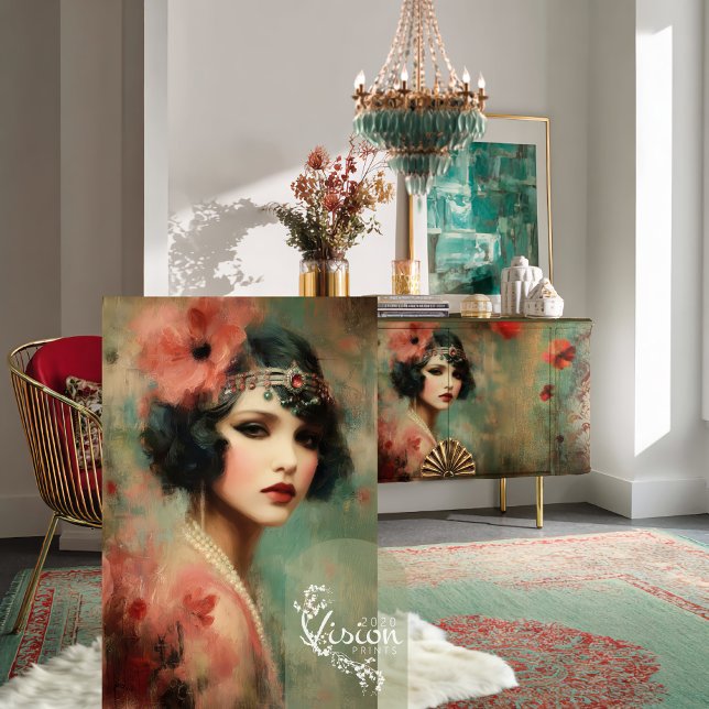Nouveau Impressions, Gatsby Flapper Portrait Art Tissue Paper (Nouveau Impressions, Gatsby Flapper, Vintage Romance, Decoupage Tissue Paper.)