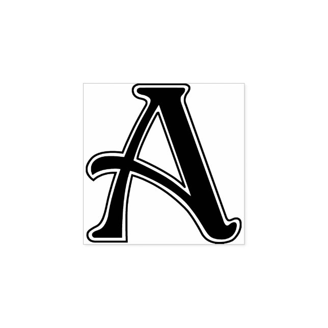 Nouveau Letter A Monogram Rubber Stamp (Imprint)