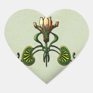 Nouveau Lilies (Heart-shaped Stickers) Heart Sticker