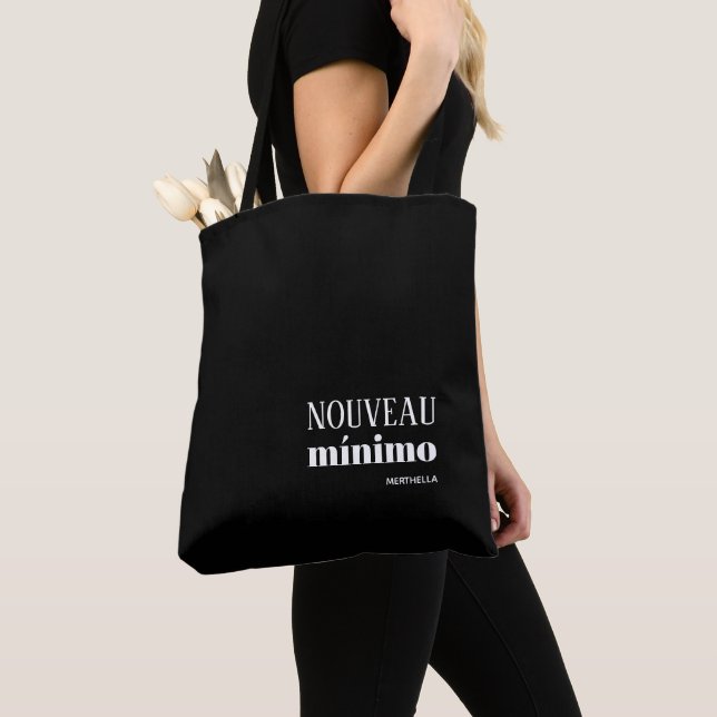 NOUVEAU MINIMO Stylish Personalised Black Tote Bag (Close Up)