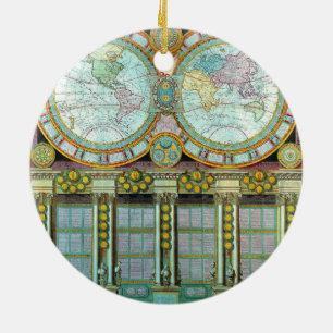 Nouveau Monde -Old-Cartographic-Maps Ceramic Ornament
