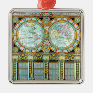 Nouveau Monde -Old-Cartographic-Maps Metal Ornament