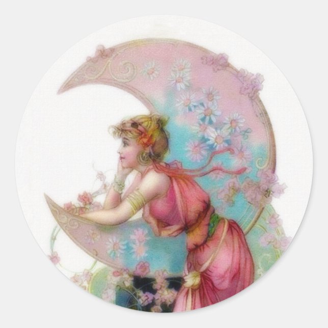 Nouveau Moon Classic Round Sticker (Front)