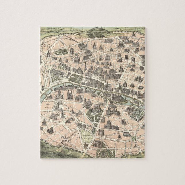 Nouveau Paris Monumental Map Jigsaw Puzzle (Vertical)
