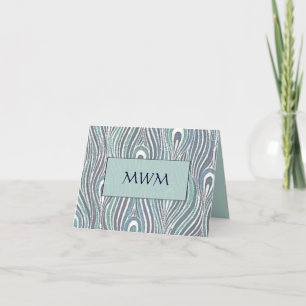 Nouveau Peacock Feathers Bride Thank You Card