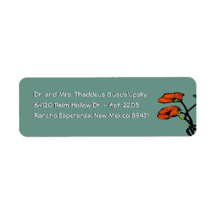 Nouveau Poppies on Patina Green (Return Address) Return Address Label