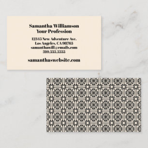 Nouveau Spanish Tile Pattern in Black and Cream Business Card