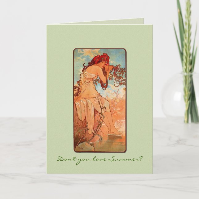 Nouveau Summer Girl Solstice Greeting Card (Front)