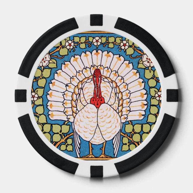 Nouveau Thanksgiving Turkey Banner Poker Chips (Front)