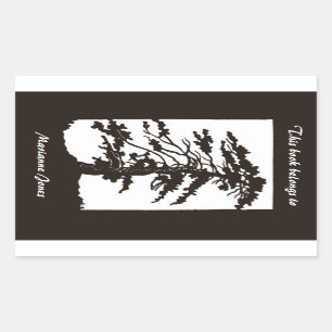 Nouveau Tree Silhouette Bookplate Sticker