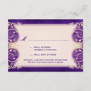 Nouveau Victorian: Vintage Gold & Purple RSVP Card
