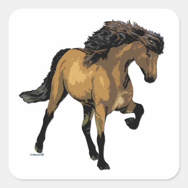 Nouvelle Vogue Buckskin Gaited Horse Square Sticker (Front)