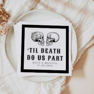 NOVA Gothic Floral Skull Til Death Wedding Napkin