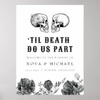 NOVA Gothic Floral Skull Til Death Wedding Welcome