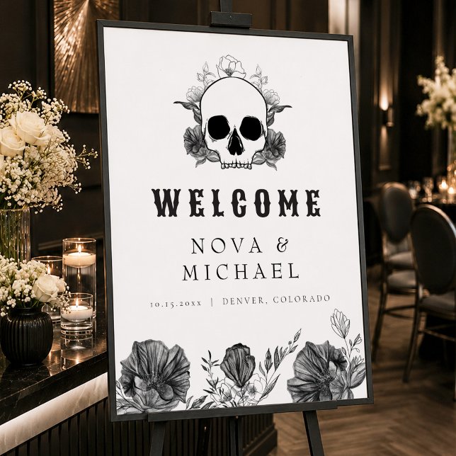 NOVA Gothic Floral Skull Til Death Wedding Welcome Poster (Creator Uploaded)