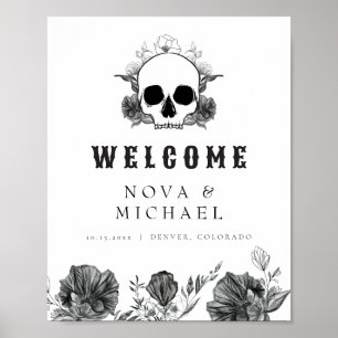 NOVA Gothic Floral Skull Til Death Wedding Welcome Poster