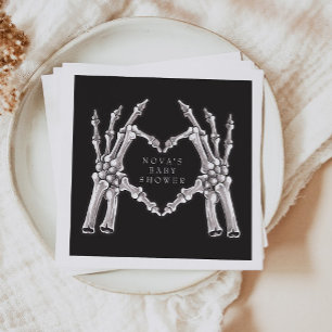 NOVA Halloween Skeleton Heart Hands Baby Shower Napkin