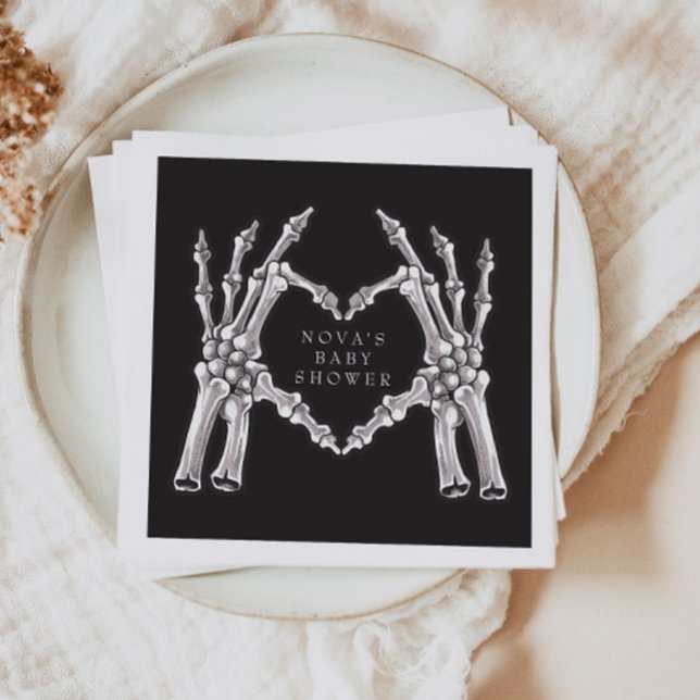 NOVA Halloween Skeleton Heart Hands Baby Shower Napkin (Creator Uploaded)