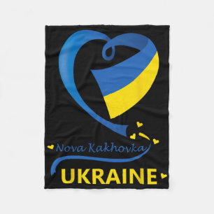 Nova Kakhovka Ukraine National Flag Heart Emblem C Fleece Blanket