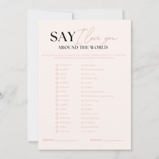 Nova Say I Love You Around The World Bridal Game  Invitation
