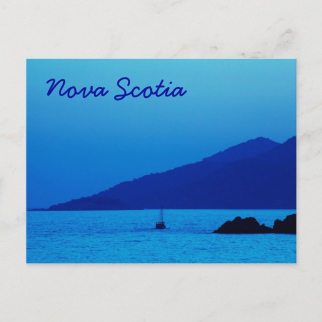 Nova Scotia blue sunset with boat postcard (Front)