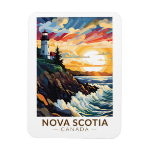 Nova Scotia Canada Lighthouse Travel Art Vintage Magnet