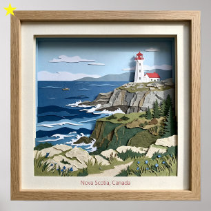 Nova Scotia Canada Paper Collage Diorama Poster