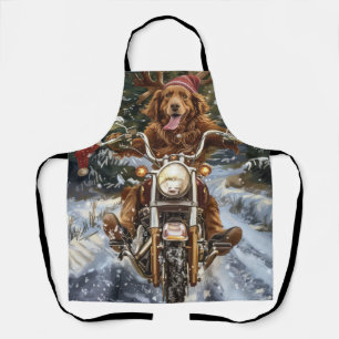 Nova Scotia Dog Riding Motorcycle Christmas Apron