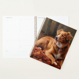 Nova Scotia Duck Terrier In Autumn Leaves Fall Planner