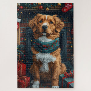 Nova Scotia Duck Toller Christmas Gifts Fireplace Jigsaw Puzzle