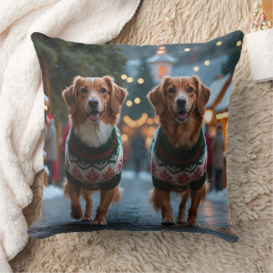 Nova Scotia Duck Toller Christmas Snow Holiday Cushion