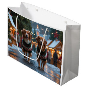 Nova Scotia Duck Toller Christmas Snow Holiday Large Gift Bag